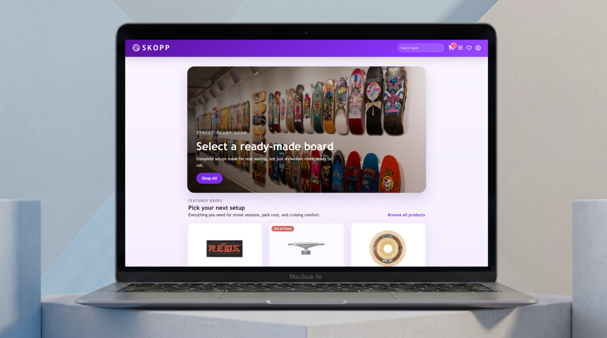 SKOPP skate e-commerce store website preview