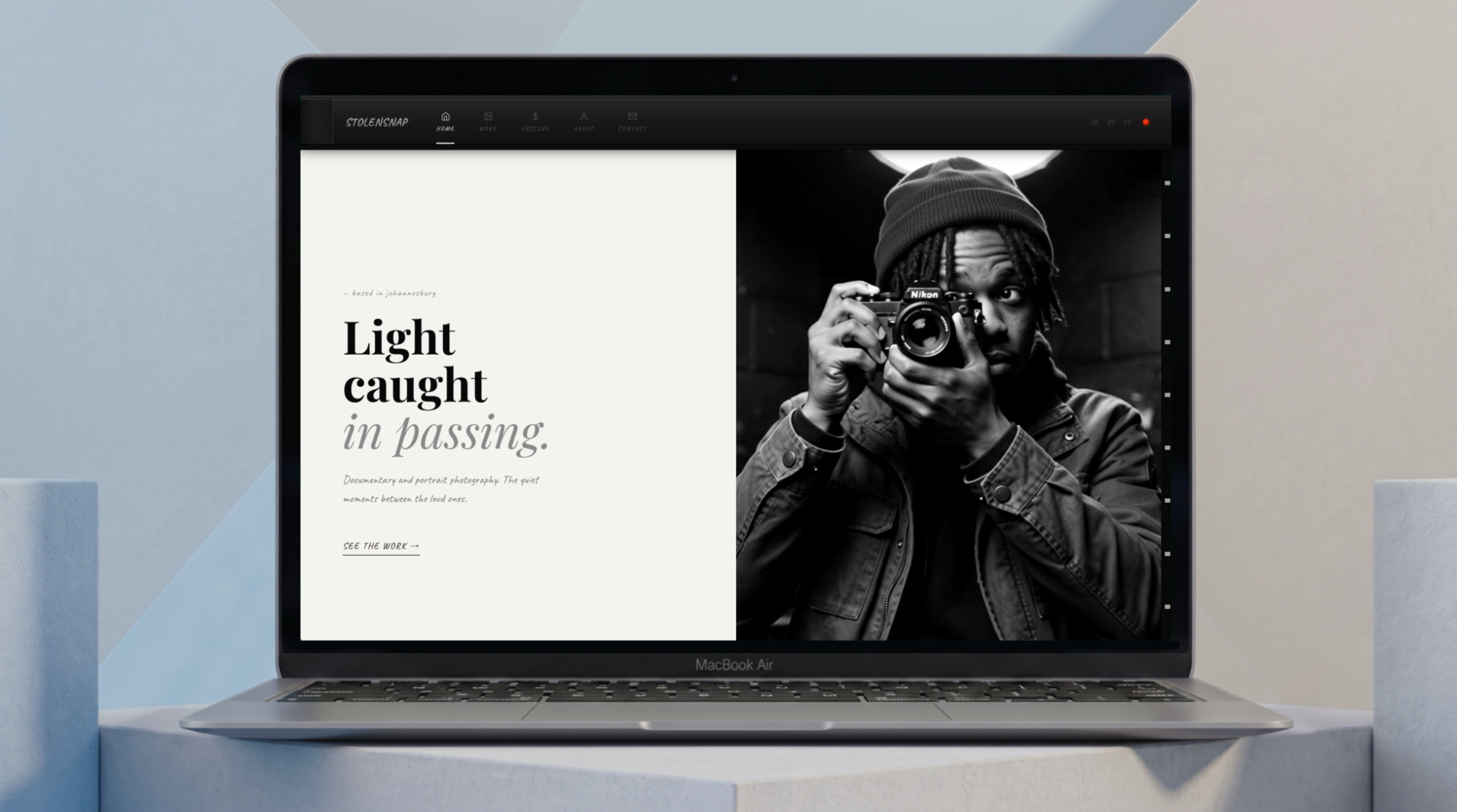 StolenSnap photography portfolio website preview